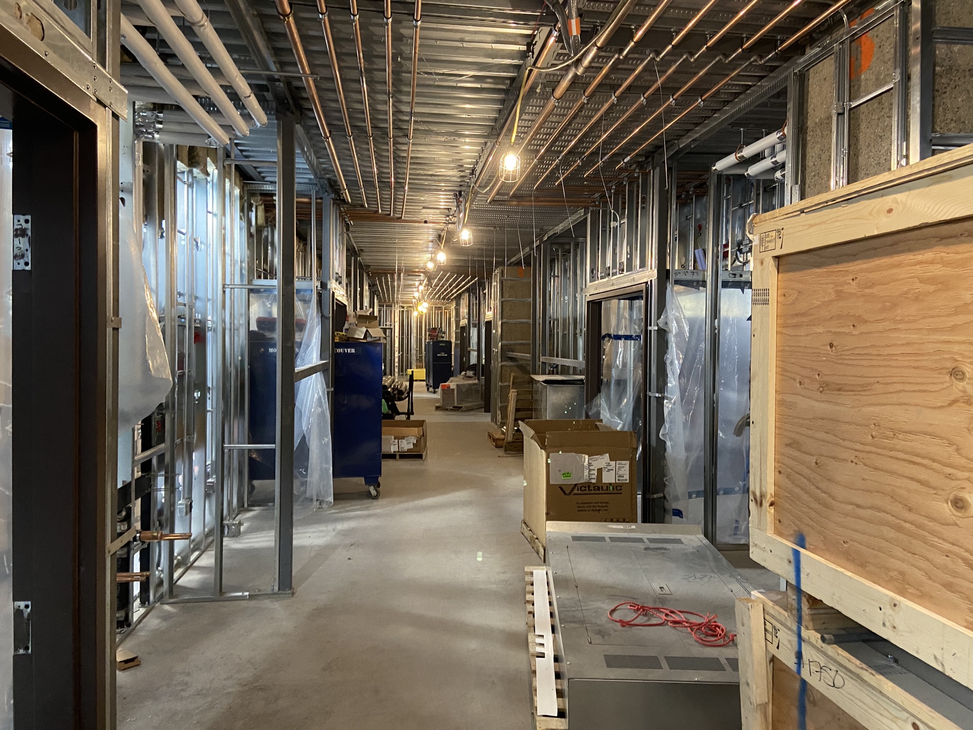 Vancouver General Hospital · Corridor framing during construction