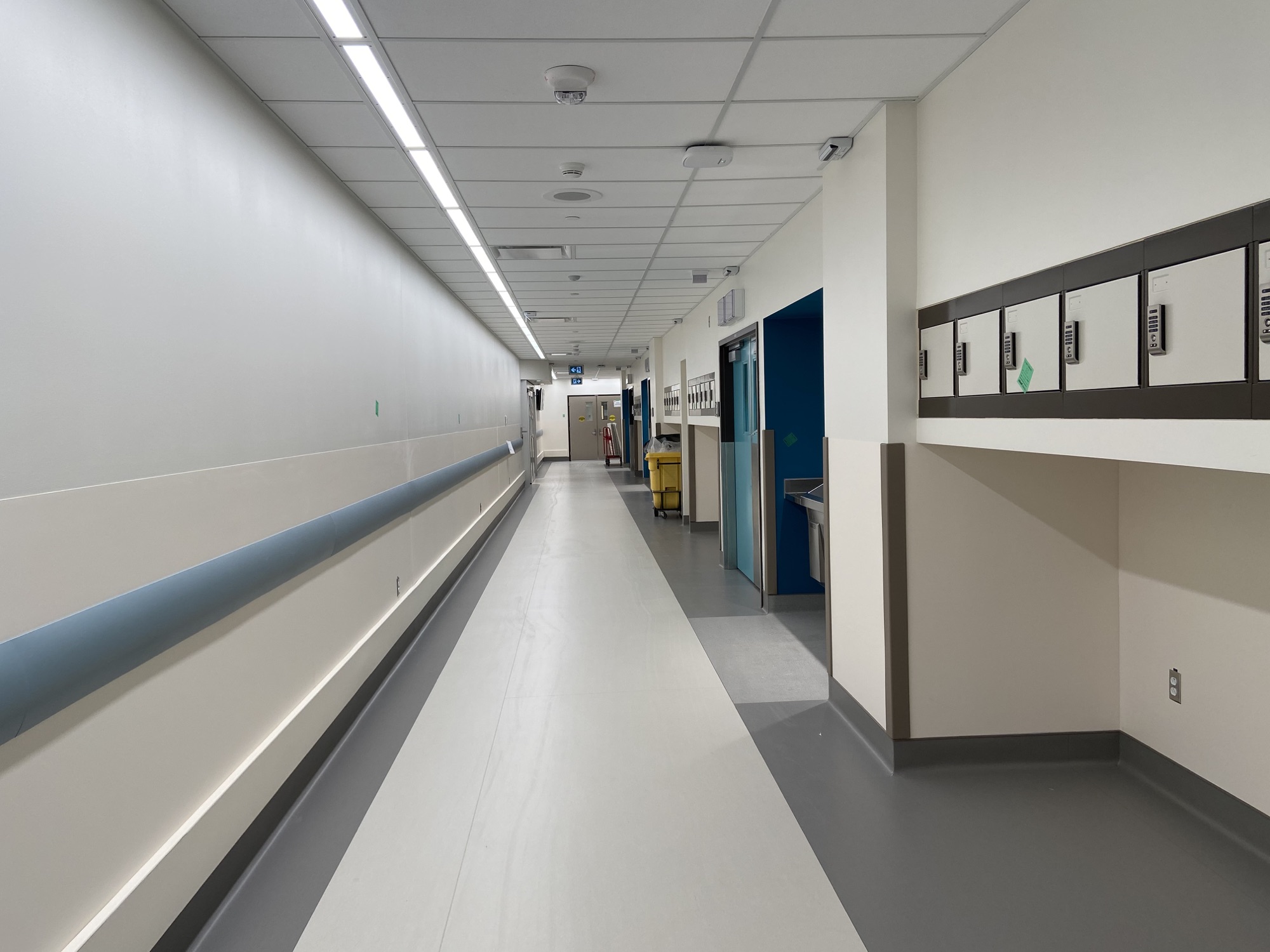 Vancouver General Hospital · Finished corridor and suspended ceiling